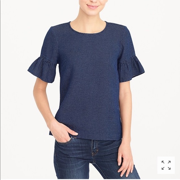 J. Crew Tops - J. Crew indigo ruffle top size S